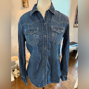 True Religion Blue Denim Shirt Classic Style